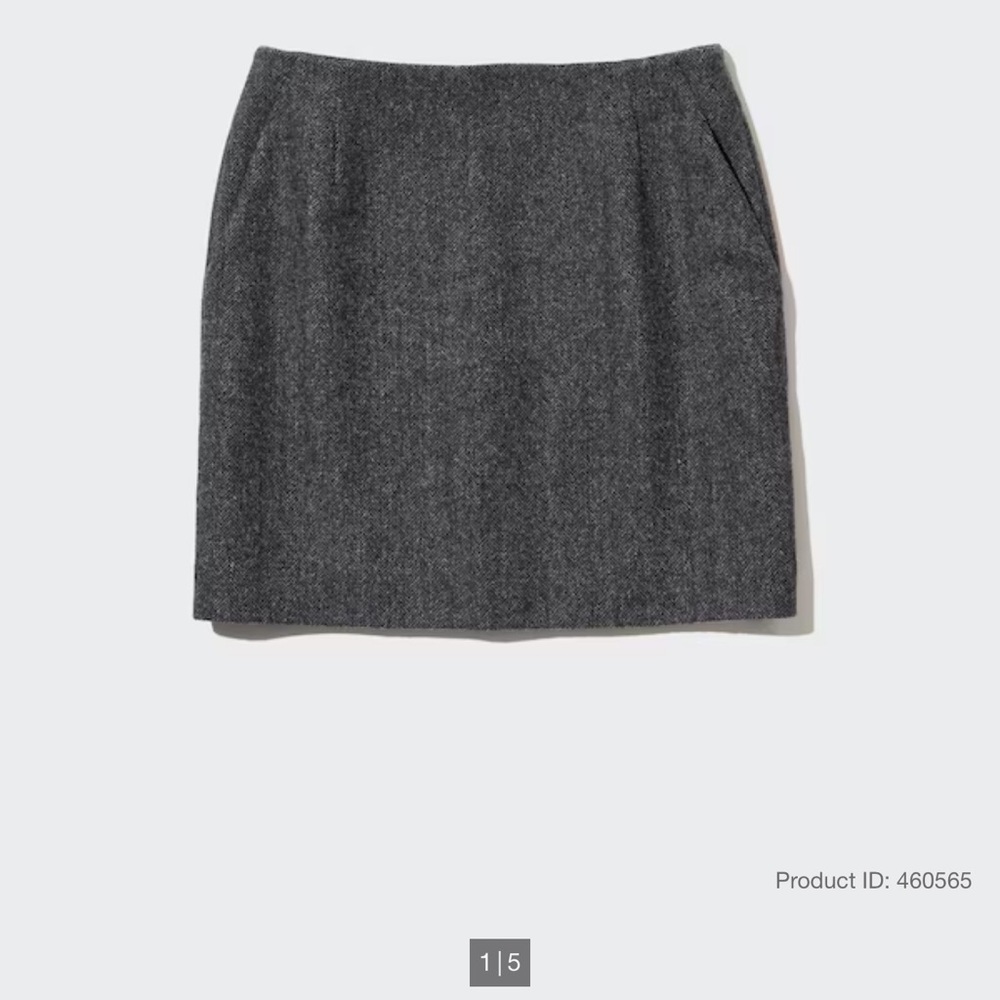 Uniqlo Wool Blend Gray Mini Pencil Skirt with Pockets